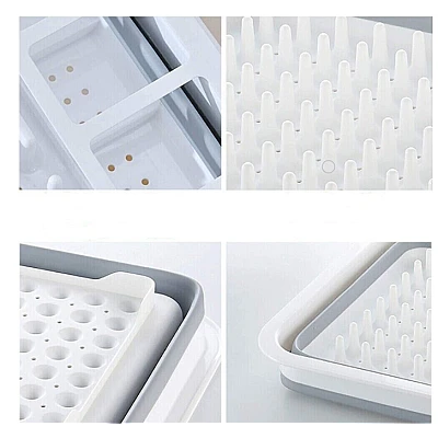 Suport pliabil pentru vase cu scurgator din silicon ALB/GRI Suport pliabil pentru vase cu scurgator din silicon ALB/GRI