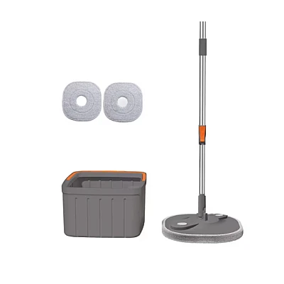 Set mop rotativ BIMROM cu doua rezerve galeata patrata cu doua compartimente separate pentru apa curata si murdara Set mop rotativ BIMROM cu doua rezerve galeata patrata cu doua compartimente separate pentru apa curata si murdara