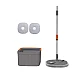 Set mop rotativ BIMROM cu doua rezerve galeata patrata cu doua compartimente separate pentru apa curata si murdara Set mop rotativ BIMROM cu doua rezerve galeata patrata cu doua compartimente separate pentru apa curata si murdara