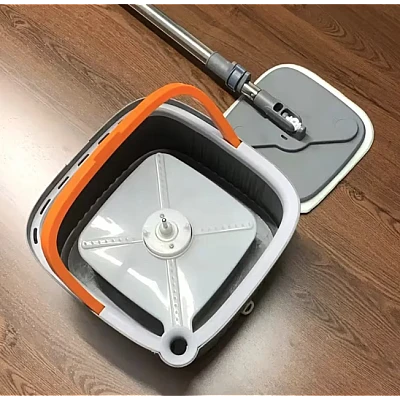 Set mop rotativ BIMROM cu doua rezerve galeata patrata cu doua compartimente separate pentru apa curata si murdara Set mop rotativ BIMROM cu doua rezerve galeata patrata cu doua compartimente separate pentru apa curata si murdara