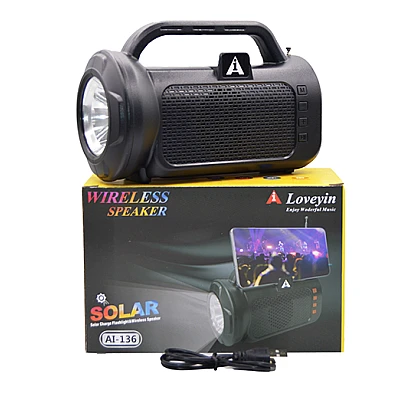 Boxa portabila AI136 cu panou solar si lanterna USB Bluetooth Boxa portabila AI136 cu panou solar si lanterna USB Bluetooth