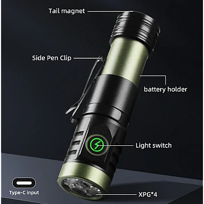 Mini Lanterna puternica de mana BL402x extensibila cu 4 LED si 3000 lumeni Mini Lanterna puternica de mana BL402x extensibila cu 4 LED si 3000 lumeni