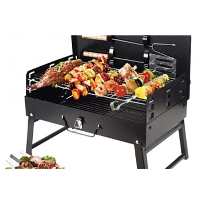 Gratar camping portabil negru cu ustensile 43x26x46 cm Gratar camping portabil negru cu ustensile 43x26x46 cm