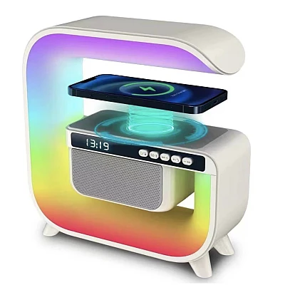 Boxa Bluetooth 3 in 1 XM G3 cu lumina LED si incarcator fara fir iluminare RGB Boxa Bluetooth 3 in 1 XM G3 cu lumina LED si incarcator fara fir iluminare RGB