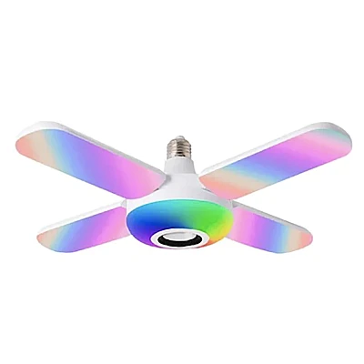 Bec LED 4 elice RGB boxa incorporata bluetooth telecomanda Bec LED 4 elice RGB boxa incorporata bluetooth telecomanda