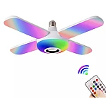 Bec LED 4 elice RGB boxa incorporata bluetooth telecomanda