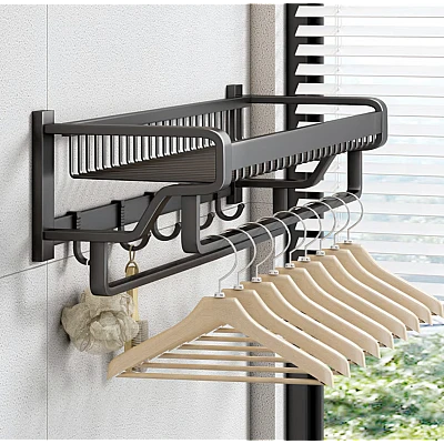 Suport prosoape baie aluminiu spatial lungime 57cm Negru