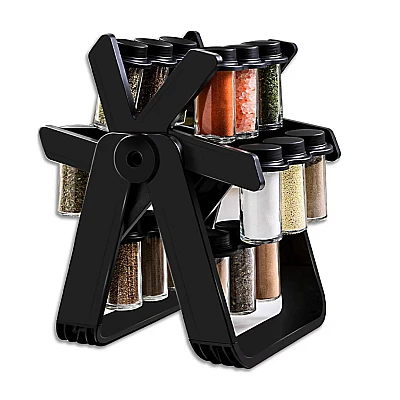Set 18 recipiente condimente cu suport rotativ 34x23 cm Set 18 recipiente condimente cu suport rotativ 34x23 cm