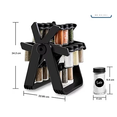 Set 18 recipiente condimente cu suport rotativ 34x23 cm Set 18 recipiente condimente cu suport rotativ 34x23 cm