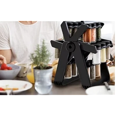 Set 18 recipiente condimente cu suport rotativ 34x23 cm Set 18 recipiente condimente cu suport rotativ 34x23 cm
