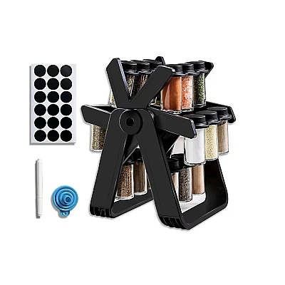 Set 18 recipiente condimente cu suport rotativ 34x23 cm Set 18 recipiente condimente cu suport rotativ 34x23 cm
