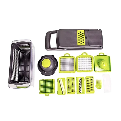 Set feliator manual Gonice 18in1 Inox/Plastic Verde/Negru Set feliator manual Gonice 18in1 Inox/Plastic Verde/Negru