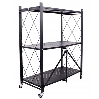 Raft depozitare metalic pliabil pe roti 3 polite 71,5 x 39 x 89 cm Raft depozitare metalic pliabil pe roti 3 polite 71,5 x 39 x 89 cm