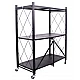 Raft depozitare metalic pliabil pe roti 3 polite 71,5 x 39 x 89 cm Raft depozitare metalic pliabil pe roti 3 polite 71,5 x 39 x 89 cm