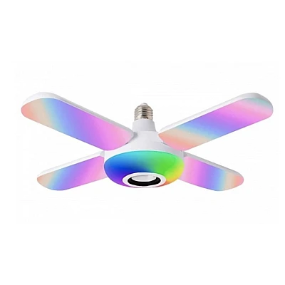 Bec cu patru brate lumina multicolora functie muzicala prin bluetooth si telecomanda Bec cu patru brate lumina multicolora functie muzicala prin bluetooth si telecomanda