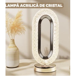 Lampa ambientala cristal LED forma ovala portabila 3 moduri de iluminare Lampa ambientala cristal LED forma ovala portabila 3 moduri de iluminare