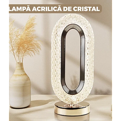 Lampa ambientala cristal LED forma ovala portabila 3 moduri de iluminare Lampa ambientala cristal LED forma ovala portabila 3 moduri de iluminare