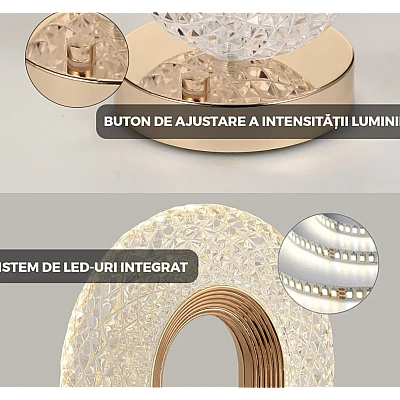 Lampa ambientala cristal LED forma ovala portabila 3 moduri de iluminare Lampa ambientala cristal LED forma ovala portabila 3 moduri de iluminare