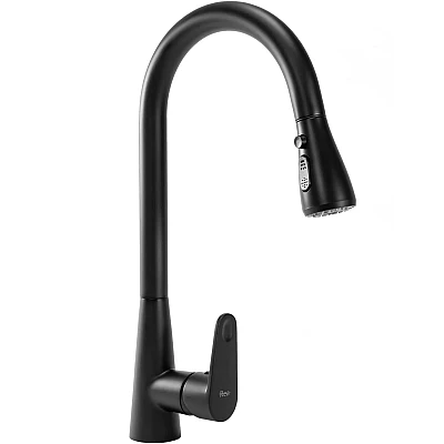 Baterie bucatarie Rea Mild negru mat cu dus extractibil si 2 functii de curgere Baterie bucatarie Rea Mild negru mat cu dus extractibil si 2 functii de curgere