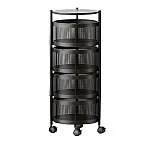 Raft metalic rotund universal cu 4 niveluri negru 34 cm x 75 cm x 30 cm