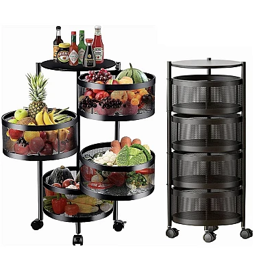 Raft metalic rotund universal cu 4 niveluri negru 34 cm x 75 cm x 30 cm Raft metalic rotund universal cu 4 niveluri negru 34 cm x 75 cm x 30 cm
