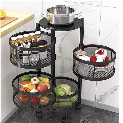 Raft metalic rotund universal cu 4 niveluri negru 34 cm x 75 cm x 30 cm Raft metalic rotund universal cu 4 niveluri negru 34 cm x 75 cm x 30 cm