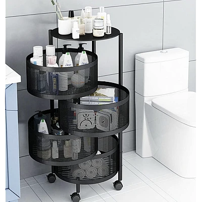 Raft metalic rotund universal cu 4 niveluri negru 34 cm x 75 cm x 30 cm Raft metalic rotund universal cu 4 niveluri negru 34 cm x 75 cm x 30 cm