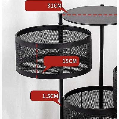 Raft metalic rotund universal cu 4 niveluri negru 34 cm x 75 cm x 30 cm Raft metalic rotund universal cu 4 niveluri negru 34 cm x 75 cm x 30 cm