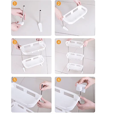 Raft depozitare multifunctional pentru toaleta 2 polite 58 x30cm