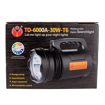 Lanterna Profesionala de mana cu LED TD 6000A T6 de 30 W Lanterna Profesionala de mana cu LED TD 6000A T6 de 30 W