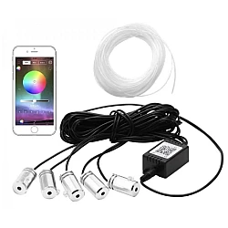 Kit 5 Benzi LED Lumini Ambientale auto RGB Control din Aplicatie Telefon 6 Metrii