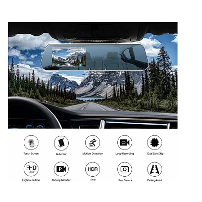 Oglinda auto cu inregistrare Full HD camera fata spate 4.3 inch si vedere nocturna Oglinda auto cu inregistrare Full HD camera fata spate 4.3 inch si vedere nocturna