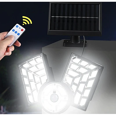 Lampa solara cu 3 casete COB reglabile senzor de miscare si 120 LED Lampa solara cu 3 casete COB reglabile senzor de miscare si 120 LED