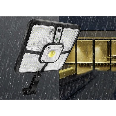 Lampa solara de perete cu senzor de miscare 220 LED COB 4 moduri iluminare