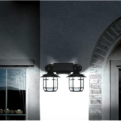 Lampa solara dubla 182LED cu senzor de miscare 3 moduri de iluminare telecomanda Lampa solara dubla 182LED cu senzor de miscare 3 moduri de iluminare telecomanda