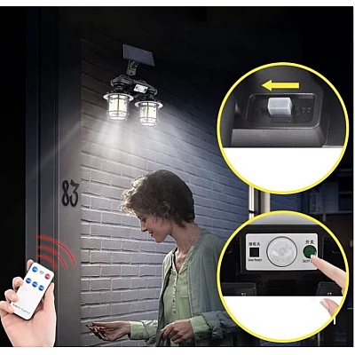 Lampa solara dubla cu senzor solar si telecomanda 20w 500 lumeni trei moduri de functionare Lampa solara dubla cu senzor solar si telecomanda 20w 500 lumeni trei moduri de functionare