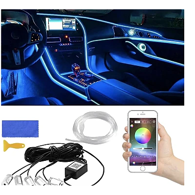 Banda LED auto design interactiv 6 m RGB impermeabil 12V 5W raza control 12 m control din aplicatie Banda LED auto design interactiv 6 m RGB impermeabil 12V 5W raza control 12 m control din aplicatie