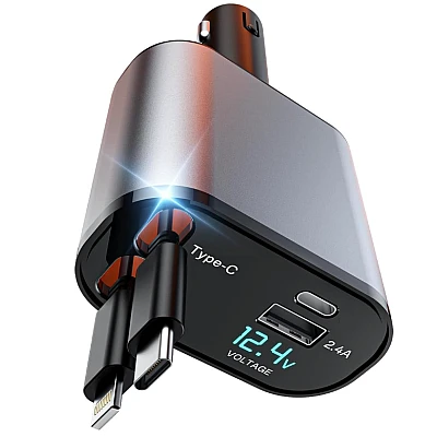 Incarcator auto Super Fast Charge Q9 5 in 1 de 120W 2 Cabluri Incarcator auto Super Fast Charge Q9 5 in 1 de 120W 2 Cabluri