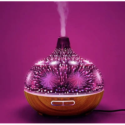 Difuzor Aromaterapie 3D capacitate 500 ml lumini LED multicolore model artificii Difuzor Aromaterapie 3D capacitate 500 ml lumini LED multicolore model artificii
