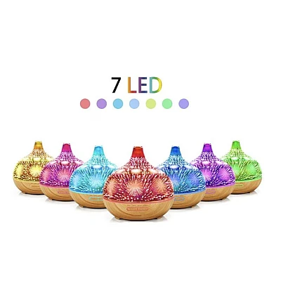 Difuzor Aromaterapie 3D capacitate 500 ml lumini LED multicolore model artificii Difuzor Aromaterapie 3D capacitate 500 ml lumini LED multicolore model artificii