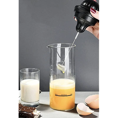 Spumator de lapte functioneaza cu baterii usor de utilizat 450 ml sticla negru/transparent Spumator de lapte functioneaza cu baterii usor de utilizat 450 ml sticla negru/transparent