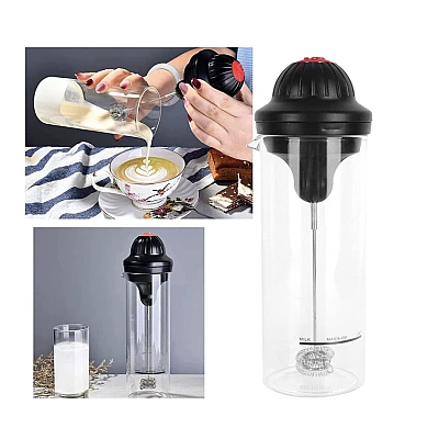 Spumator de lapte functioneaza cu baterii usor de utilizat 450 ml sticla negru/transparent Spumator de lapte functioneaza cu baterii usor de utilizat 450 ml sticla negru/transparent