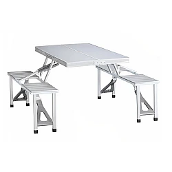 Set Masa pliabila Picnic tip Geamantan cu 4 Scaune din Aluminiu