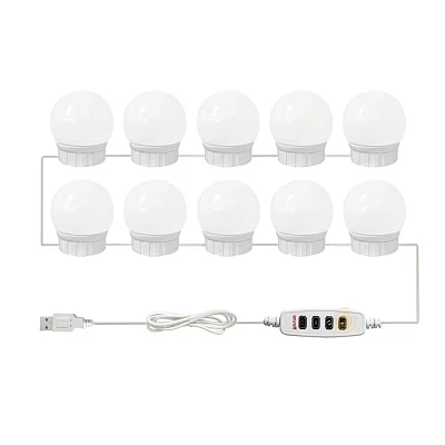 Set 10 Becuri LED pentru Oglinda de Machiaj cu 3 Moduri de Iluminare Set 10 Becuri LED pentru Oglinda de Machiaj cu 3 Moduri de Iluminare