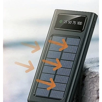 Baterie Externa 4 in 1 cu incarcare solara 10000mAh display digital si cabluri Baterie Externa 4 in 1 cu incarcare solara 10000mAh display digital si cabluri