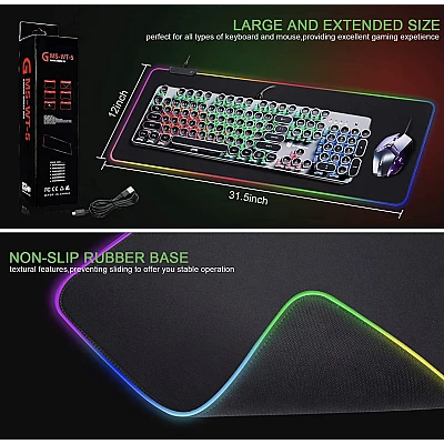 Mouse pad gaming cu iluminare LED RGB 30 x 80 cm Mouse pad gaming cu iluminare LED RGB 30 x 80 cm