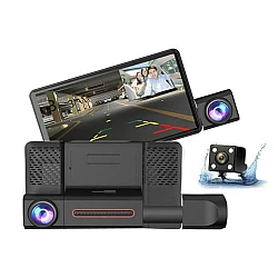 Camera auto de bord tripla Full HD 1080P 3 camere fata+interior+marsarier Senzor de coliziune G-senzor Filmare continua Vedere nocturna