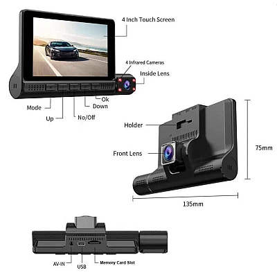 Camera auto tripla 1440P profesionala monitor 4inch TOUCHSCREEN Camera auto tripla 1440P profesionala monitor 4inch TOUCHSCREEN