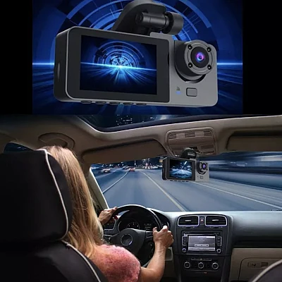 Camera tripla auto DVR 2 Full HD inregistrare automata Camera tripla auto DVR 2 Full HD inregistrare automata