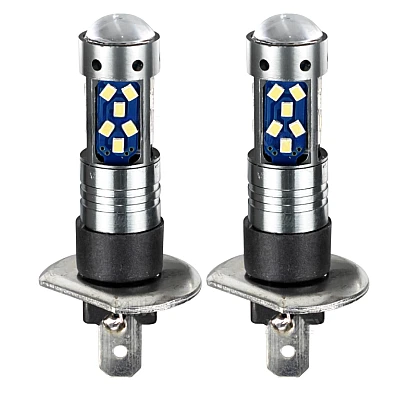 Set 2 becuri auto LED H3 cu lupa 60W 27 SMD 12V 6000K Set 2 becuri auto LED H3 cu lupa 60W 27 SMD 12V 6000K